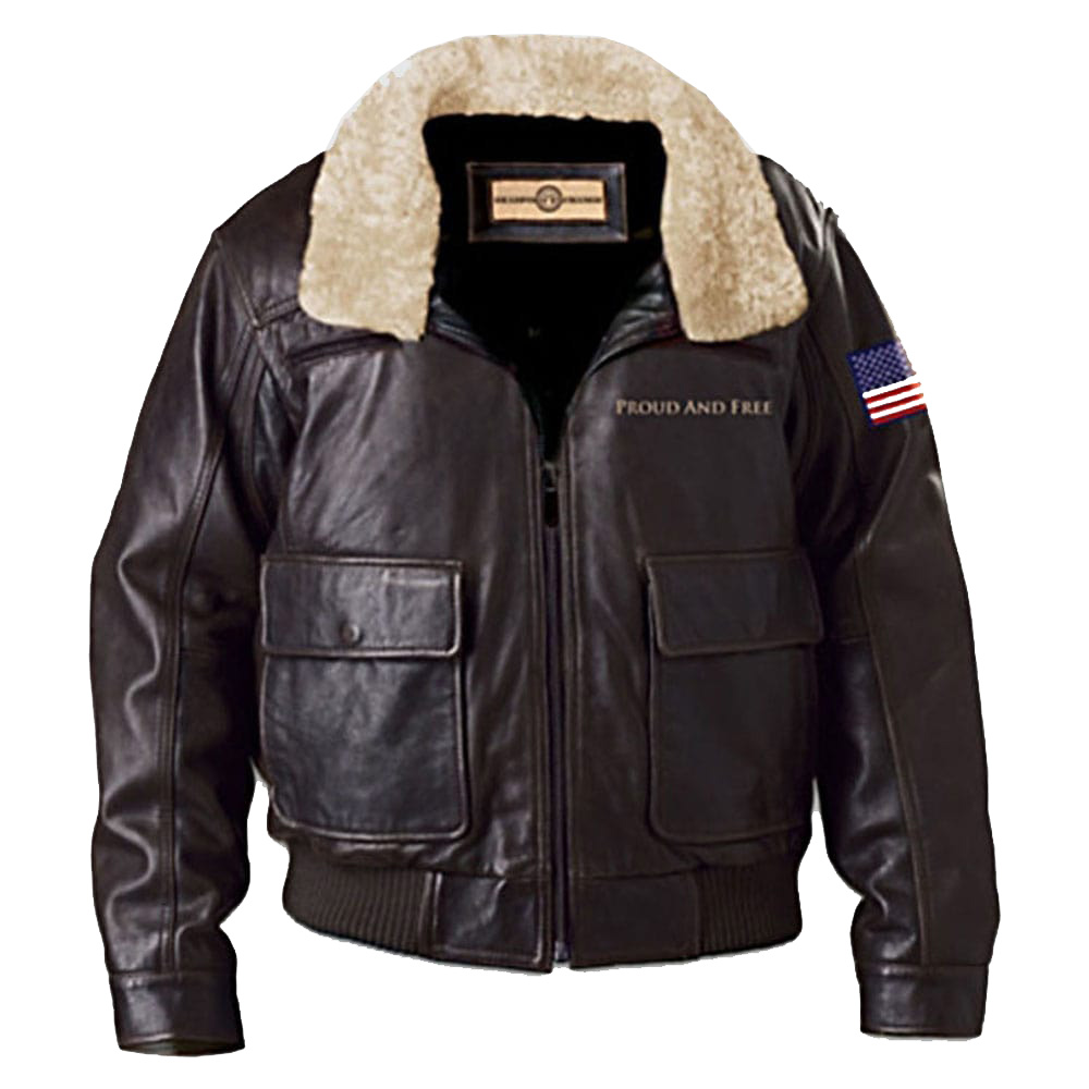 American Pride Mens Brown Leather Aviator Jacket