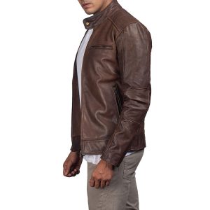 Brown Leather Biker Jacket 3