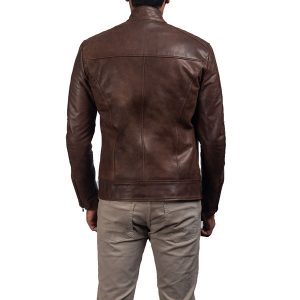 Brown Leather Biker Jacket 4