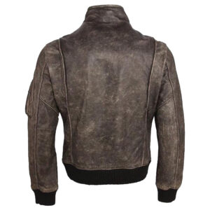Distressed Brown Mens Real Leather Jacket Streetwear Leather Coat Vintage Look back