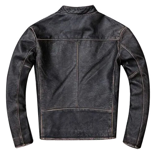 Mens Vintage Black Leather Motorcycle Jacket 2