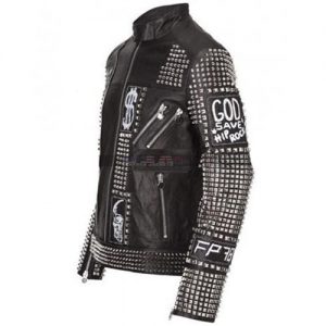 Philipp Plein Black Studded Punk Rock Biker Jacket