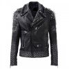 Punk Rock Silver Spike Studded Black Brando Biker Jacket