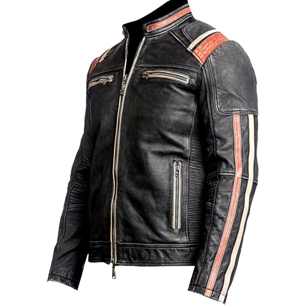 mens biker vintage motorcycle cafe racer retro 3 moto distressed leather jacket 3