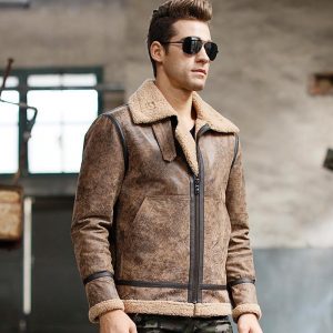 real leather warm aviator jacket 3