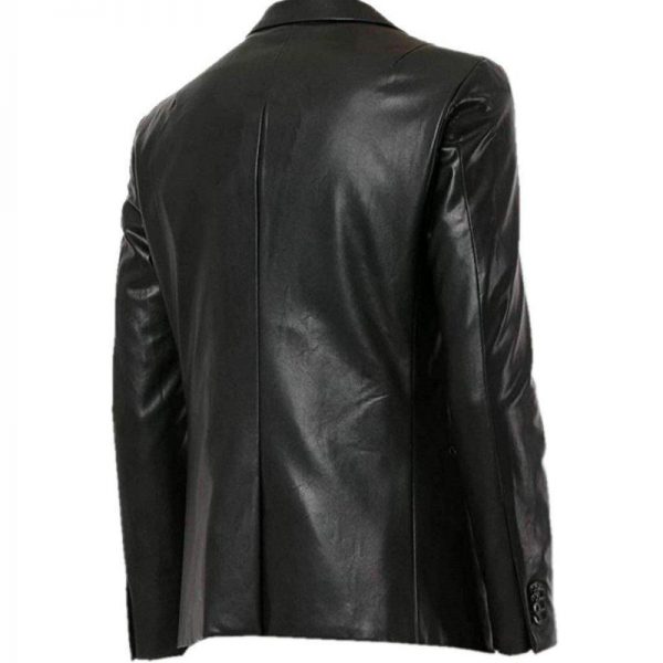mens black real leather blazer
