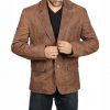 mens brown suede leather jacket
