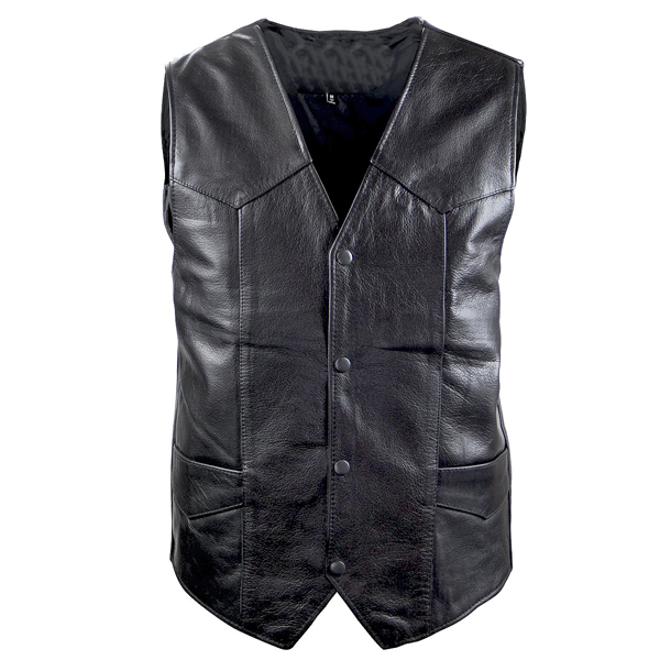 Black Motorcycle Leather Vest for Men