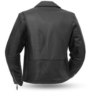 Classic Womens Leather Motorcycle Jacket Back