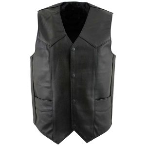 Club Men's Black Leather Vest