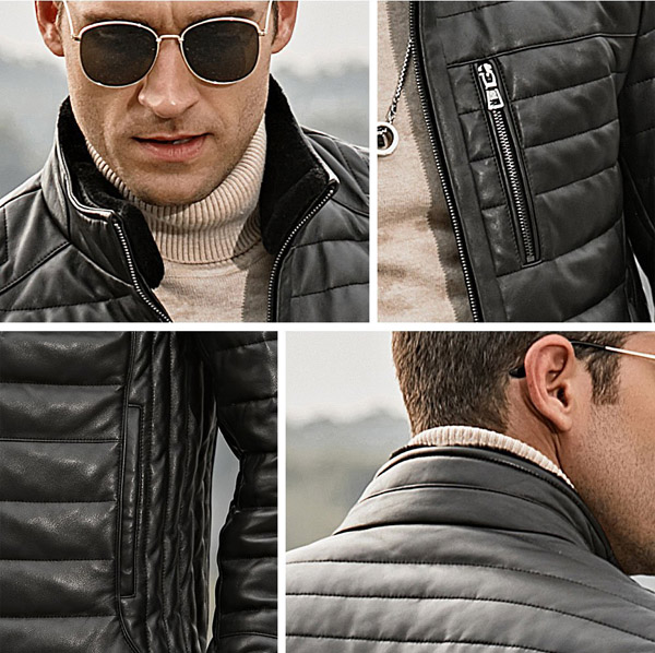 Genuine Lambskin Winter Warm Men's Leather Coat 3