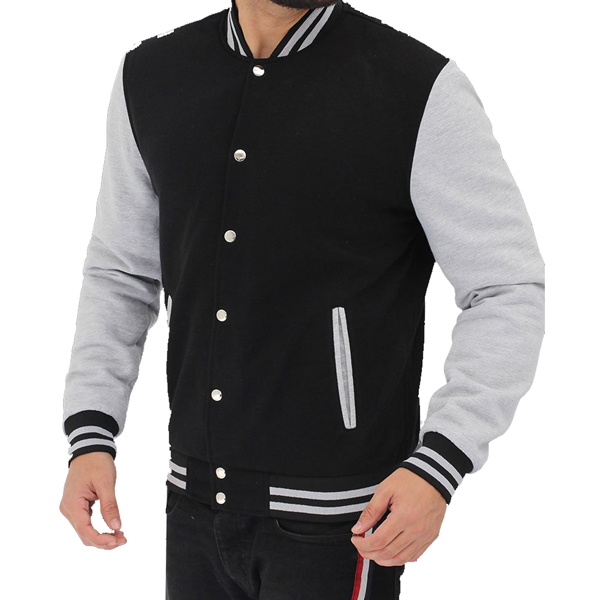 Gray and Black Letterman Jacket