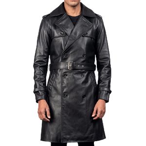 Mens Black Leather Duster Coat