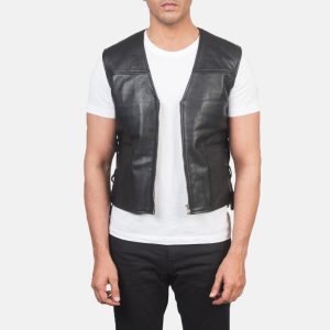 Men's Brandon Black Leather Vest 2