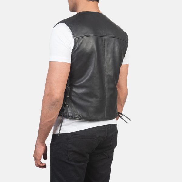 Men's Brandon Black Leather Vest 4