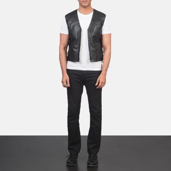 Men's Brandon Black Leather Vest