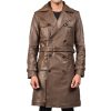 Mens Brown Leather Duster Coat