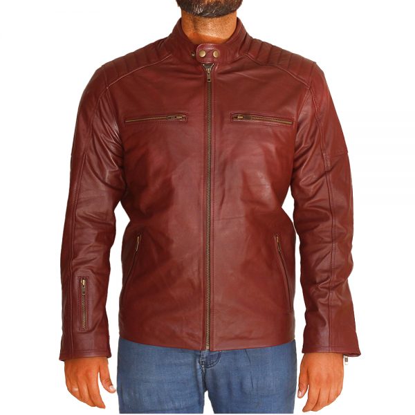 Mens Superior Screen printing Leather Jacket front