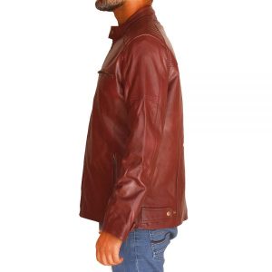 Mens Superior Screen printing Leather Jacket side