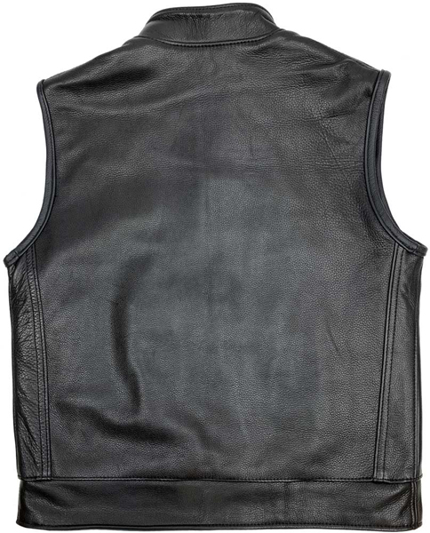 Mens Leather Motorcycle Vest with Gun Pockets-3