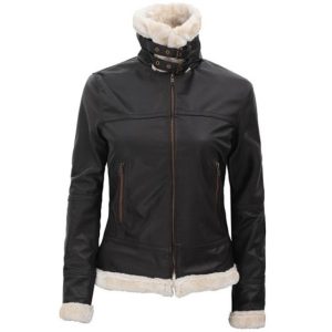 Shearling Leather Jacket Brown