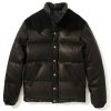 Winter Warm Real Sheepskin Puffer Down Bomber Black Leather Jacket