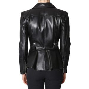 Women Genuine Leather Moto Jacket Back