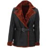 Womens Brown Shearling Leather Coat