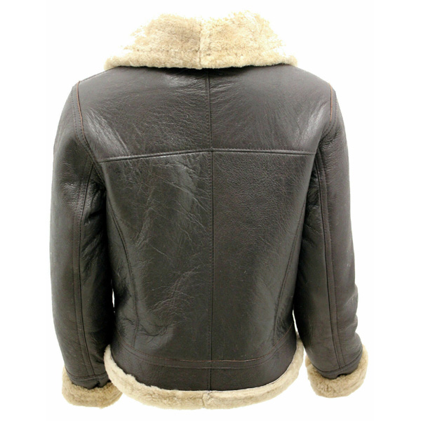 Womens Brown B3 WW2 Ginger Real Thick Sheepskin Leather Flying Jacket back