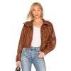 Womens Brown Leather Bomber Style Jacket