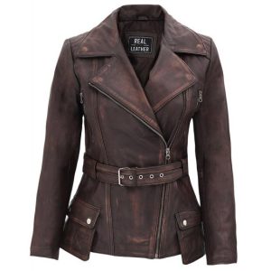 Womens Distressed Leather Jacket