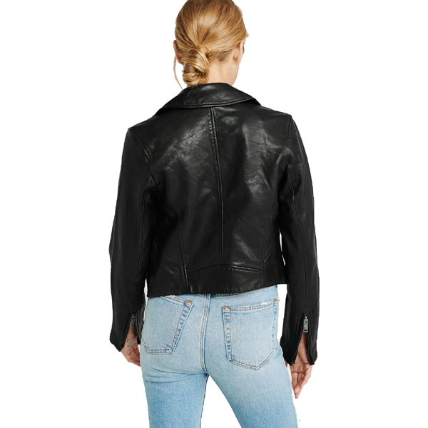 Womens Leather Moto Jacket back