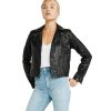 Womens Leather Moto Jacket fornt