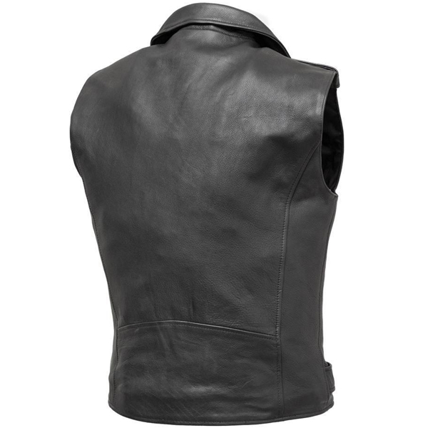 classic mens leather jacket style vest back