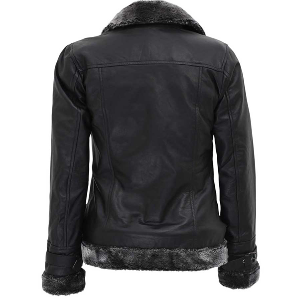 faux fur collar womens leather jacket
