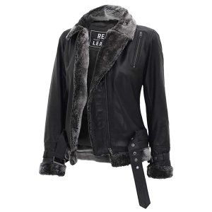 faux shearling leather jacket