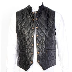 genuine black leather vest