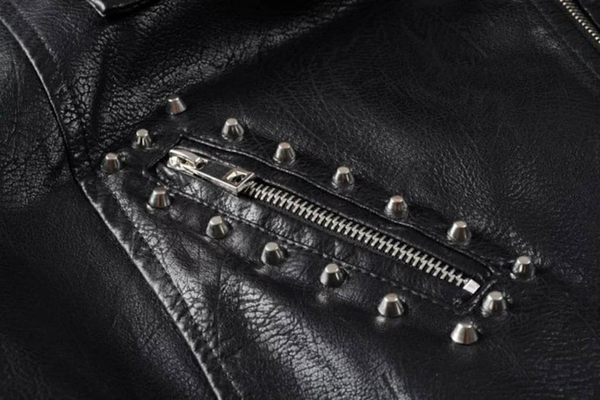 luxury studded leather biker jacket
