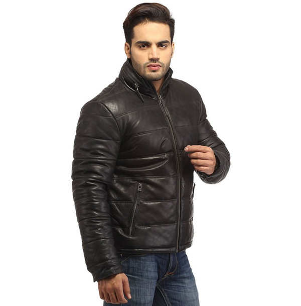 men best seller lamb leather puffer jacket 3