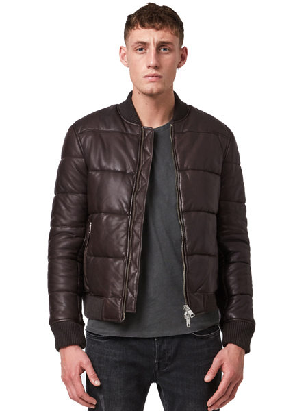 men lambskin leather puffer jacket 2