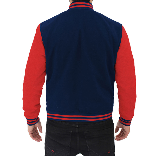 mens letterman jacket blue and red