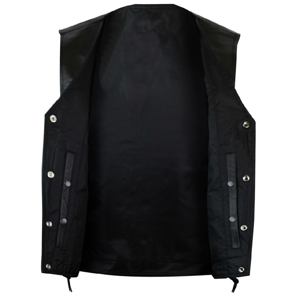 mens straight bottom side lace leather motorcycle vest open_view