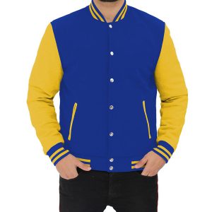 royal blue and yellow baseball jacket