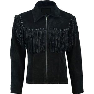 western leather jacket with fringe tassels