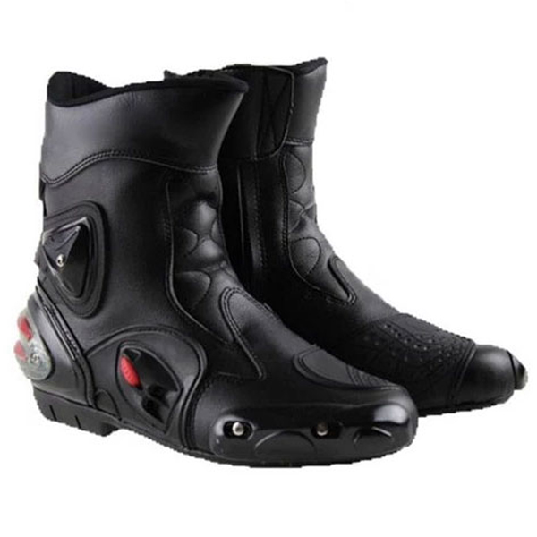 Black Real Quality Genuine Cow Hide Leather Motorbike Touring Boot