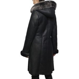 Womens Shearling sheepskin Jacket Coat back