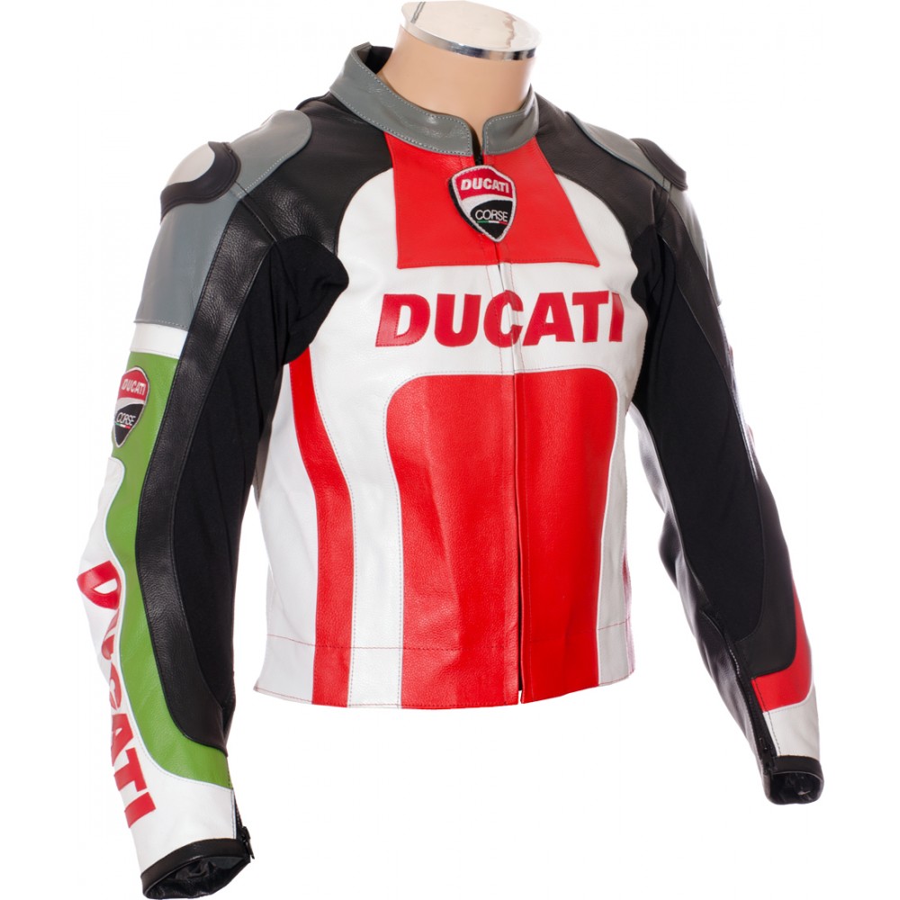 Ducati Tri Colour Leather Biker Jacket