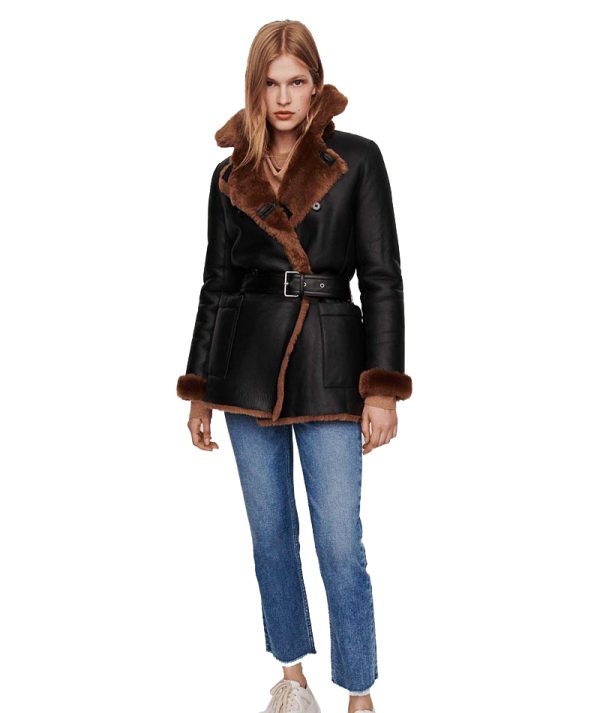 shearling womens leather jacket