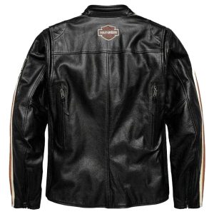 Black Harley Davidson Biker Motorcycle jacket Motor Biker Real Genuine Cowhide Leather Jacket back