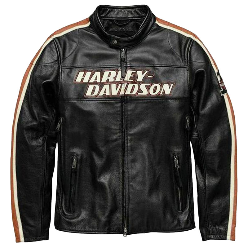 Black Harley Davidson Biker Motorcycle jacket Motor Biker Real Genuine Cowhide Leather Jacket
